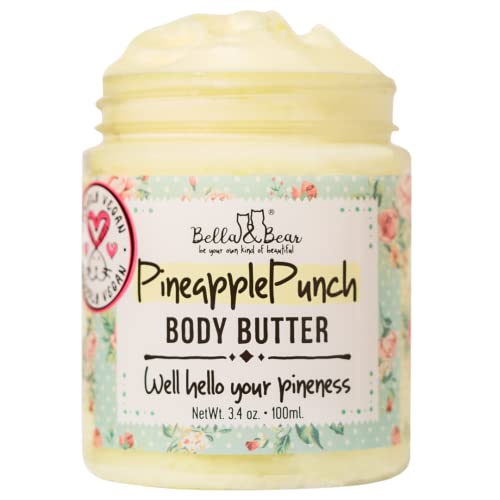 Bella & Bear Pineapple Body Butter - Hydrating, Vegan, Cruelty-Free - 3.4oz Travel Size