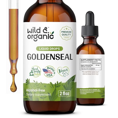 Wild & Organic Goldenseal Tincture - Lung Cleanse Support, Vegan & Alcohol-Free - 2 fl oz