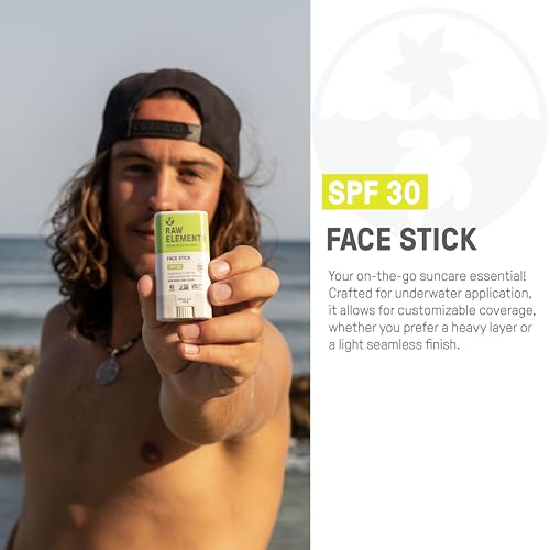 Raw Elements Face Sunscreen Stick - SPF 30+, 95% Organic, Water-Resistant, 0.5 oz