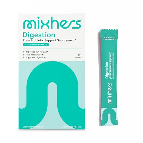 Mixhers Digestion Probiotic - Supports Gut Health & Metabolism, Plant-Based - 15 Packets