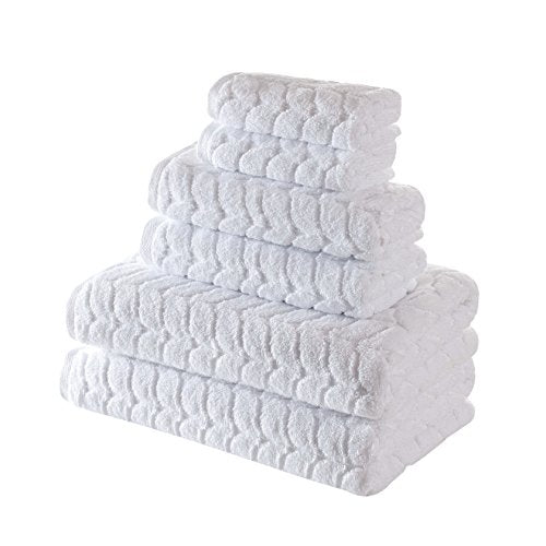 Bagno Milano Luxury Quick Dry Turkish Cotton Towel Set - Ultra-Soft, Absorbent, 6 pcs White