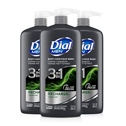 Dial Men 3-in-1 Body, Hair & Face Wash - Deep Clean, All-Day Freshness, 69 fl oz (3 Bottles)