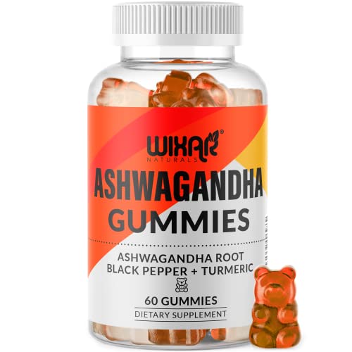 WIXAR NATURALS Ashwagandha Gummies - Stress Relief with Turmeric & Black Pepper - 60 Count