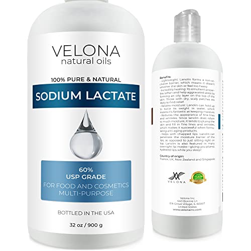 Velona Sodium Lactate 60% - Natural Preservative for Soap & Food, Moisture Retention - 32oz