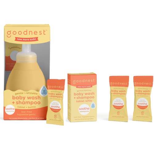 Goodnest Baby Bath Kit - Nourishing Chamomile Wash, Tear-Free & Hypoallergenic - 3-in-1 Set