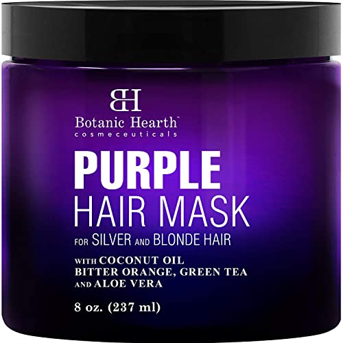 Botanic Hearth Purple Hair Mask - Neutralizes Brassiness, Nourishes Blonde & Silver Hair - 8 fl oz