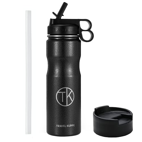 Travel Kuppe Insulated Sports Water Bottle - Keeps Drinks Hot or Cold, Scratch Resistant - 24oz