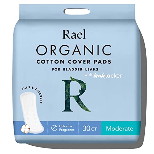 Rael Incontinence Pads - Organic Cotton, Heavy Absorbency, Leak Guard, Long Length - 30 Count