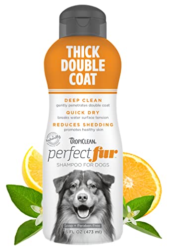 TropiClean Dog Shampoo - Reduces Shedding, Deep Conditioning for Thick Coats - 16oz