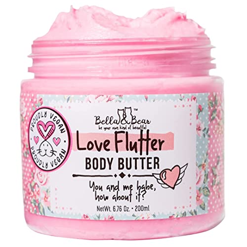 Bella and Bear Love Flutter Body Butter - Hydrating, Vegan, Shea Butter, 6.7oz