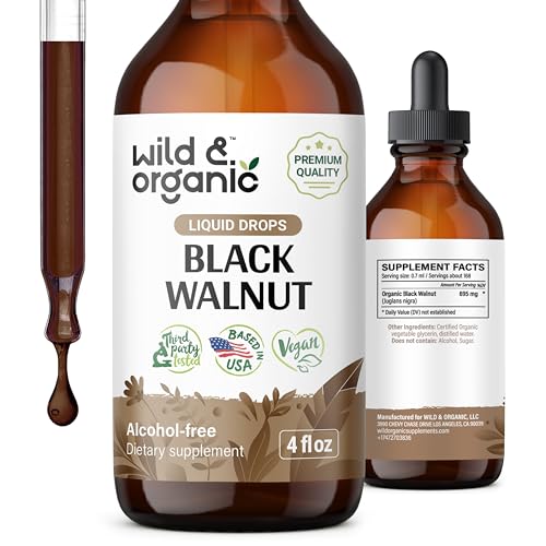 Wild & Organic Black Walnut Tincture - Detox Support, Alcohol-Free, Vegan - 4 oz