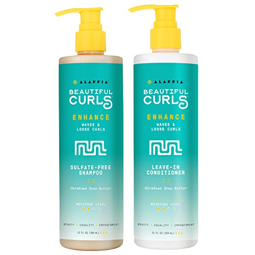 Alaffia Beautiful Curls Shampoo & Leave-In Conditioner - Hydrates & Fortifies - 12oz Each