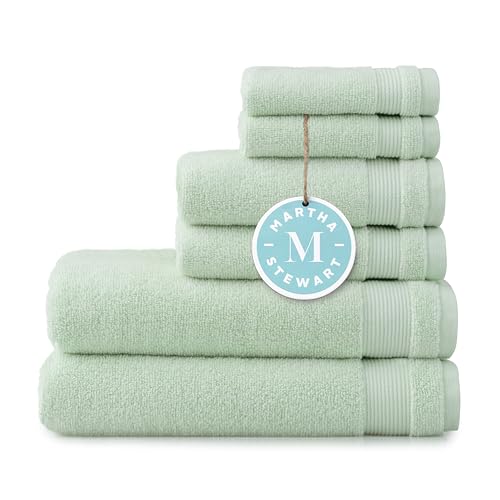 Martha Stewart Bath Towel Set - Soft & Absorbent, Quick-Dry - 6-Piece Mint Green