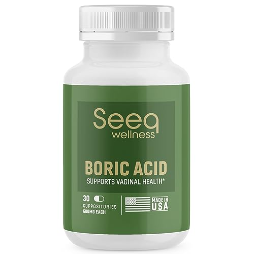 Seeq Wellness Boric Acid Suppositories - Supports Odor Control & Vaginal Balance - 30 Count