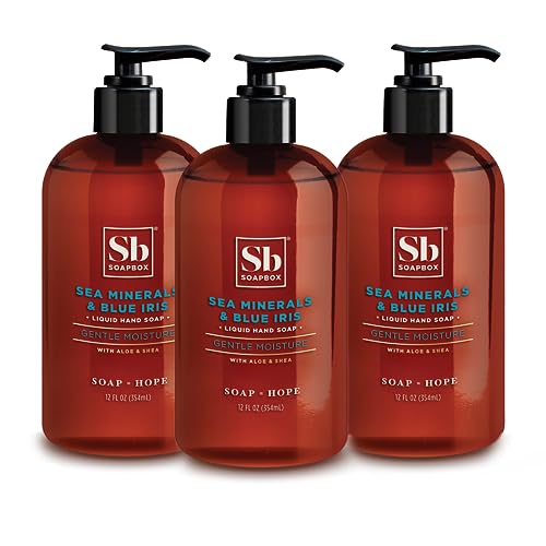 Soapbox Liquid Hand Soap - Moisturizing with Shea Butter, Sea Minerals & Blue Iris - 12oz (3-Pack)