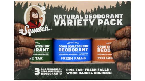 Dr. Squatch Men's Deodorant Variety Pack - Natural Ingredients, Aluminum-Free - 3 x 2.65oz