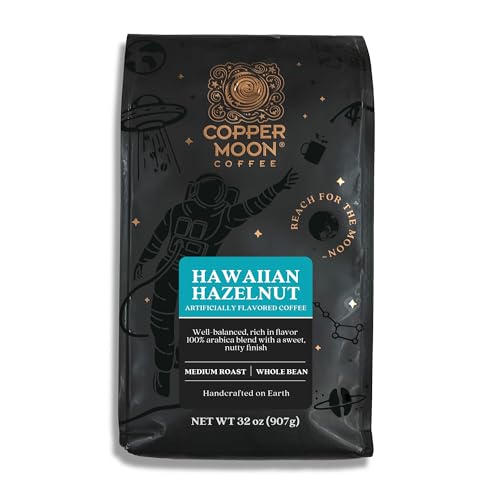 Copper Moon Whole Bean Coffee - Hawaiian Hazelnut Blend, Rich Flavor, Kosher Certified - 2 lb