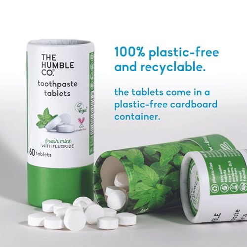 The Humble Co. Mint Toothpaste Tablets - Anticavity, Vegan & Natural, Plastic-Free - 180 Count