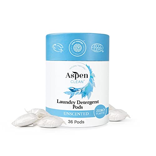 AspenClean Laundry Pods - Powerful Stain Removal, EWG Verified™, Vegan - 36 Count