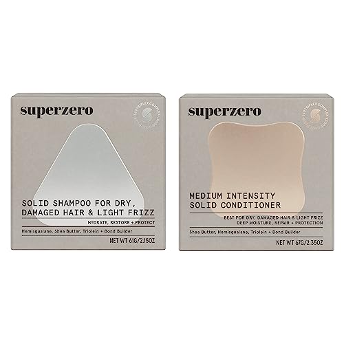 SUPERZERO Shampoo & Conditioner Set - Hydrating Hair Repair, Color-Safe, Plastic-Free - 2 Bars