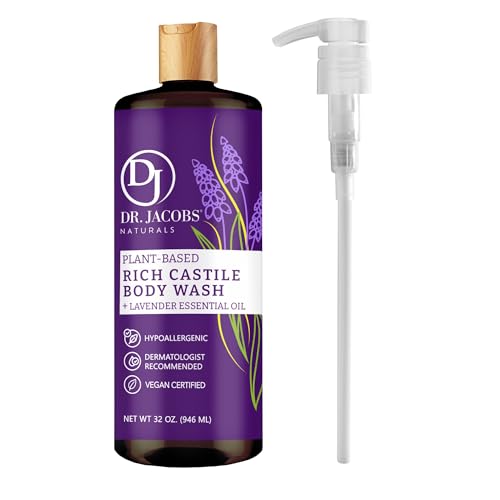 Dr. Jacobs Naturals Lavender Body Wash - Moisturizes Dry Skin, Plant-Based, 32oz with Pump