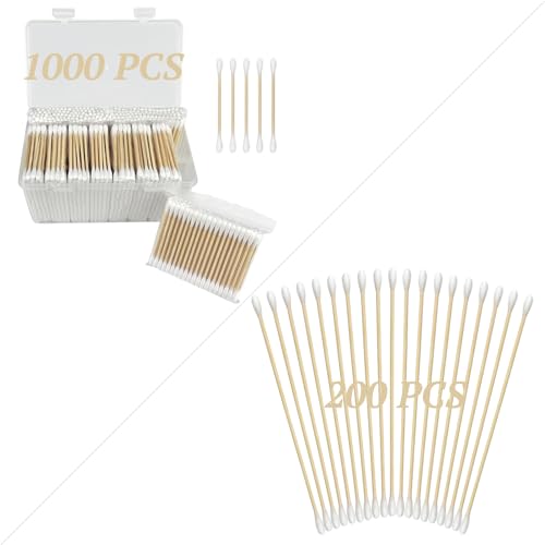 Natural Bamboo Cotton Swabs - Soft, Biodegradable, Includes Travel Case - 1000 Count