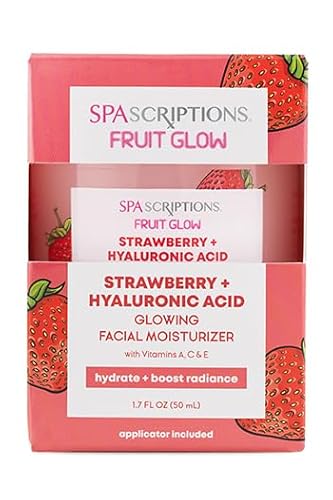 SpaScriptions Moisturizer - Hydrates & Brightens with Strawberry, Hyaluronic Acid, Vitamins - 1.7oz