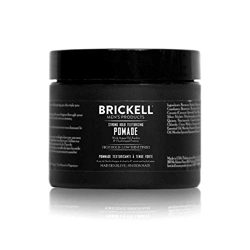 Brickell Men's Hair Pomade - Strong Hold, Nourishing Natural Ingredients - 2oz Fiber Styling