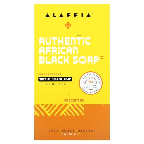 ALAFFIA Authentic African Black Bar Soap - Cruelty-Free, Organic Certified - 8oz