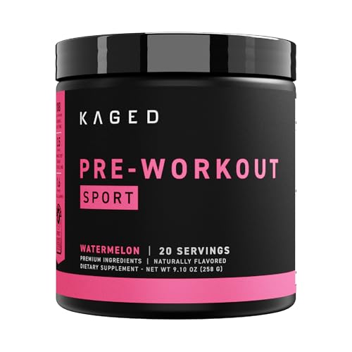 Kaged Pre-Kaged Sport Pre-Workout Powder - Energy & Endurance Boost, Watermelon - 20 Servings