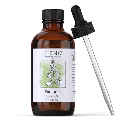 HBNO Patchouli Essential Oil - Natural Aroma for Cleaning & DIY, 4 oz (120ml) Value Size