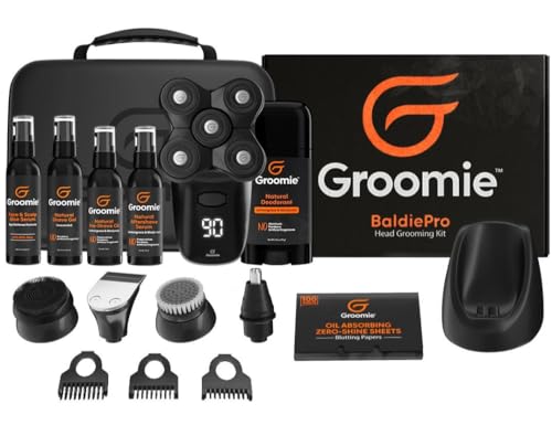 GROOMIE Grooming Gift Set - Smooth Shave, Natural Oils & Serums, Travel Ready - BaldiePro