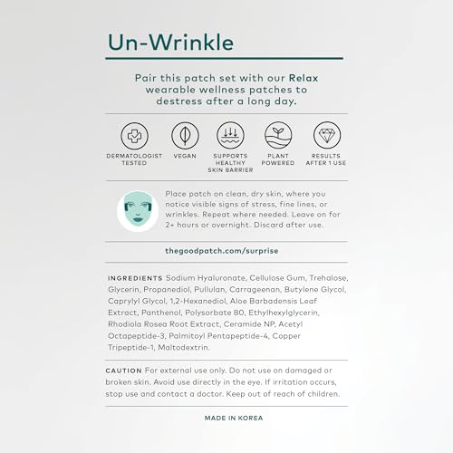 The Good Patch Un-Wrinkle Eye Patches - Reduces Fine Lines, Vegan & Dermatologist Tested - 8 Patches