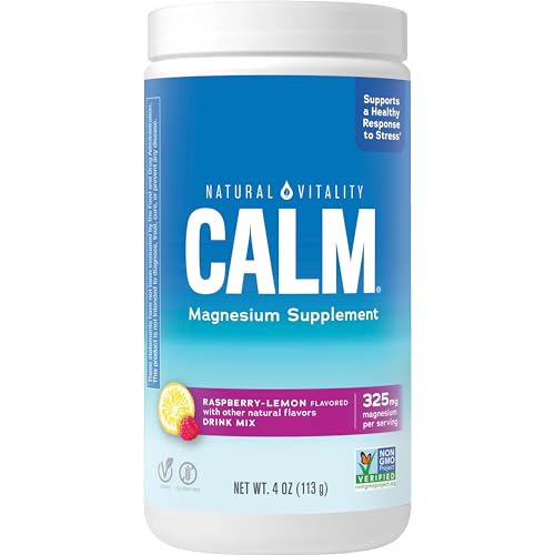 Natural Vitality Calm Magnesium Citrate Supplement - Stress Relief, Vegan, Non-GMO - 4 oz