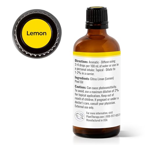 Plant Therapy Lemon Essential Oil - Energizing Aroma, 100% Pure Cold Pressed - 100 mL