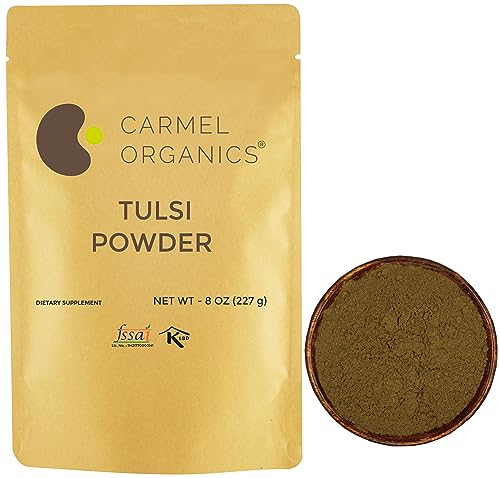 Carmel Organics Tulsi Leaf Powder - Natural Cleanser, Non-GMO, Kosher - 8oz