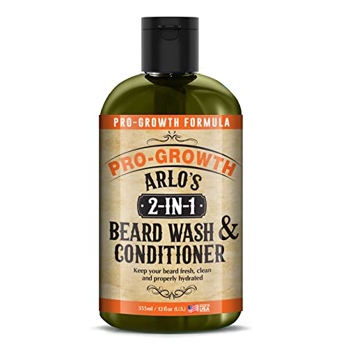 Arlo's 2-in-1 Beard Shampoo - Pro Growth, All Natural Formula, Made in USA - 12oz