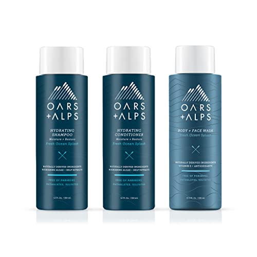 Oars + Alps 3-in-1 Shampoo, Conditioner & Body Wash - Hydrates with Kelp & Algae Extracts - 12oz