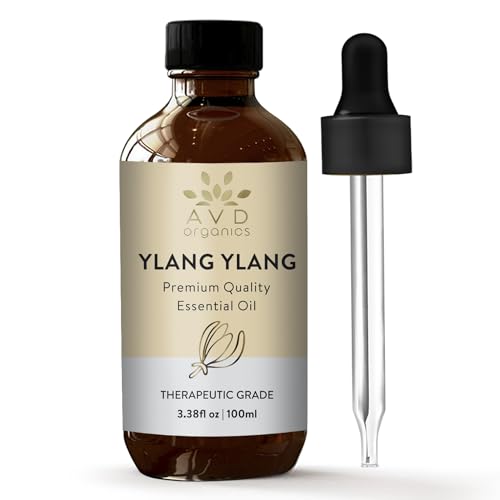 AVD Organics Ylang-Ylang Essential Oil - 100% Pure for Skincare & Aromatherapy - 3.38 fl. oz