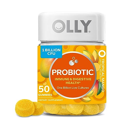 OLLY Probiotic Gummy - Immune & Digestive Support with 1 Billion CFUs, Mango Flavor - 50 Count