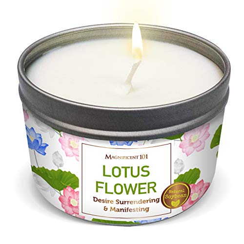 Magnificent 101 Lotus Flower Candle - Manifestation & Purification, Natural Soy Wax - 6oz