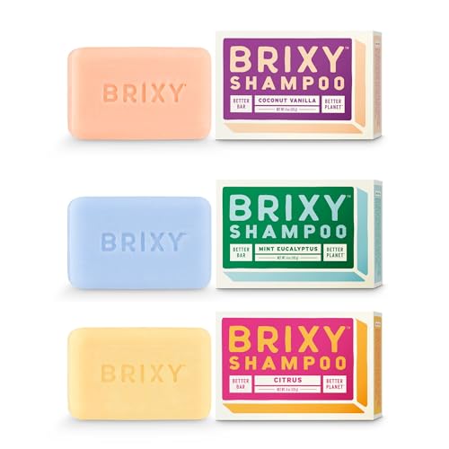 BRIXY Balancing Shampoo Bar Sampler Pack - Hydrates All Hair Types, pH Balanced - 3 Bars