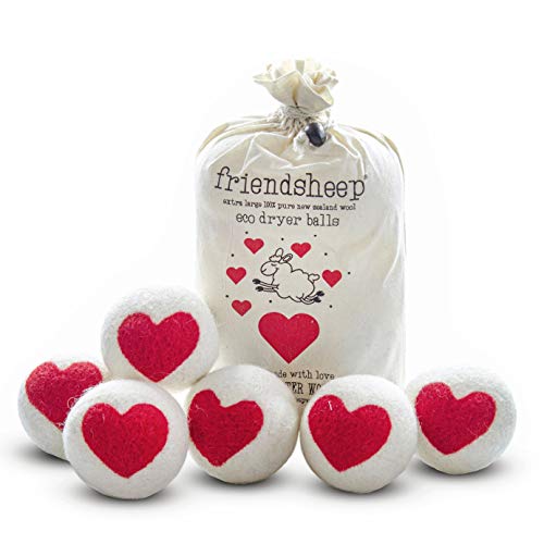 Friendsheep Wool Dryer Balls - Organic, Hypoallergenic, Reusable for 1000+ Loads - 6 XL Pink