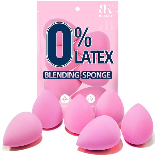 BEAKEY Makeup Sponge Set - Ultra-Soft, Latex-Free, Flawless Blending for All Skin Types - 6 Pack