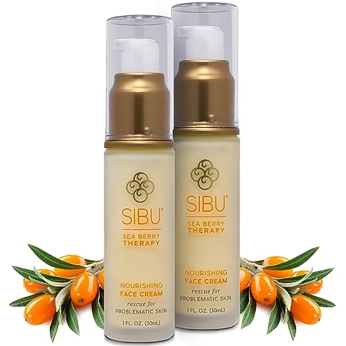 Sibu Sea Buckthorn Face Cream - Lightweight Hydration for Sensitive Skin, 1oz (2-Pack)