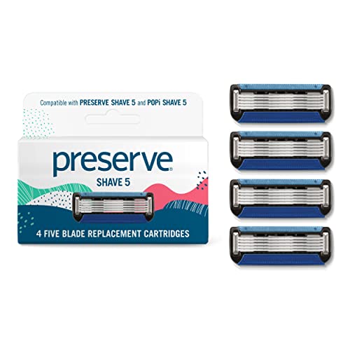 Preserve Razor Cartridge - 5 Blade Comfort, Recyclable Packaging, Cocoa Butter & Aloe - 4 Count