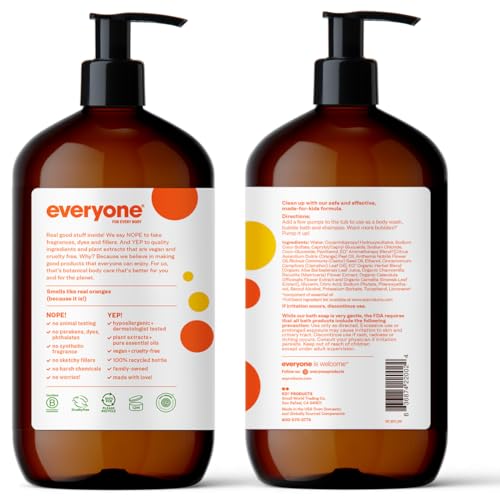 Everyone 3-in-1 Kids Body Wash - EWG Verified, Coconut Cleanser, Orange Squeeze Scent - 32oz