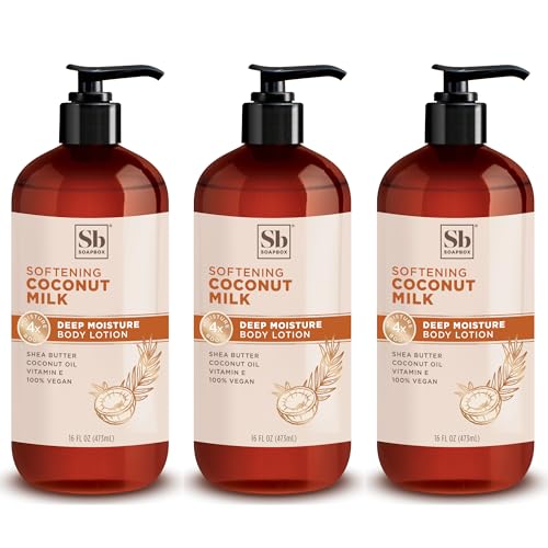 Soapbox Body Lotion - Deep Hydration, Vegan Formula with Aloe & Shea Butter - 3 Pack, 16oz Each