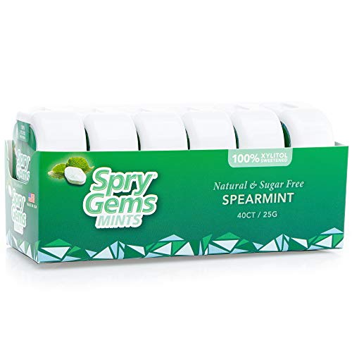 Spry Gems Breath Freshener - Promotes Oral Health, Sugar-Free Xylitol Mints, 40 Count (Pack of 6)