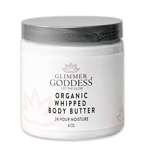 GLIMMER GODDESS Organic Body Butter - 24 Hr Hydration, Lavender Lemon, Vegan - 8 oz